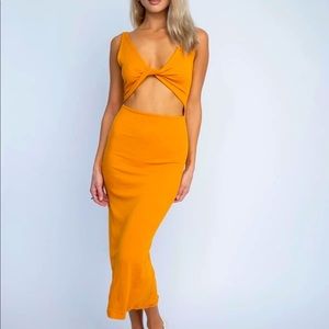 Twisted front midi dress